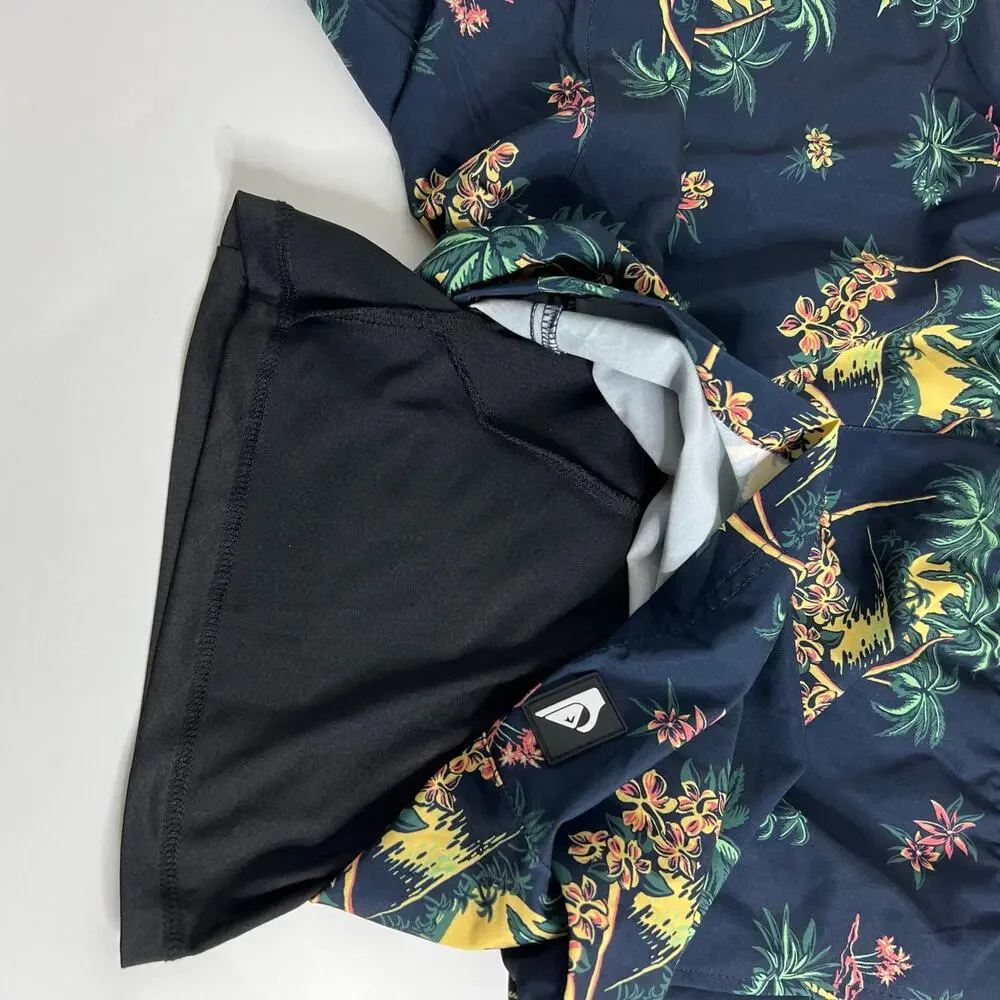 Quiksilver Size XL Tropical Board Shorts Navy Palm Tree Print Swim Trunks